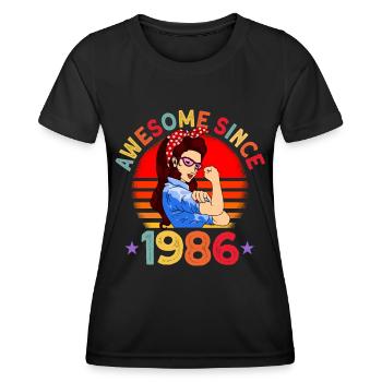 Génial depuis 1986 Femme 36ème anniversaire Cadeau - T-shirt sport Femme - noir - Devant - AI Model Female 172 light (172cm)