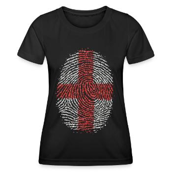 England English English English Fingerprint Flag - Women's Functional T-Shirt - black - Front - AI Model Female 172 light (172cm)