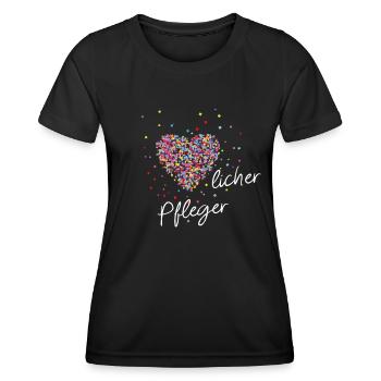 Pflege mit Herz Geschenk für die Pflegerin - Frauen Funktions-T-Shirt - Schwarz - Vorne - AI Model Female 172 light (172cm)