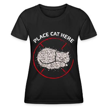 Chat Papa Cheveux de chat Propriétaire de chat Chat Ami - T-shirt sport Femme - noir - Devant - AI Model Female 172 light (172cm)