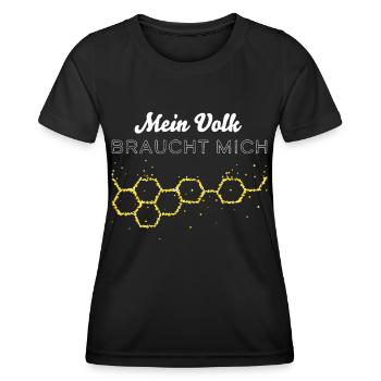 Mein Volk braucht mich Honig Imker Imkerei Biene - Frauen Funktions-T-Shirt - Schwarz - Vorne - AI Model Female 172 light (172cm)