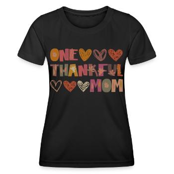 Thankful Mom Mama Herbst Blätter Dankbarkeit - Frauen Funktions-T-Shirt - Schwarz - Vorne - AI Model Female 172 light (172cm)