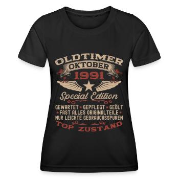 Oldtimer Oktober 1991 31. Geburtstag Geschenk - Frauen Funktions-T-Shirt - Schwarz - Vorne - AI Model Female 172 light (172cm)