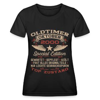 Oldtimer Oktober 2000 22. Geburtstag Geschenk - Frauen Funktions-T-Shirt - Schwarz - Vorne - AI Model Female 172 light (172cm)