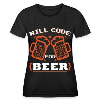 Will Code For Beer - Women's Functional T-Shirt - black - Front - AI Model Female 172 light (172cm)