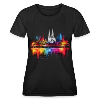Cologne Cathédrale de Cologne Allemagne Ville Skyline Splash - T-shirt sport Femme - noir - Devant - AI Model Female 172 light (172cm)