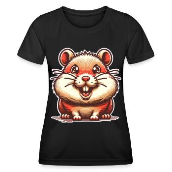 Hamster - Frauen Funktions-T-Shirt - Schwarz - Vorne - AI Model Female 172 light (172cm)