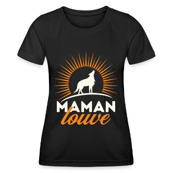 Maman Louve - T-shirt sport Femme - noir - Devant - AI Model Female 172 light (172cm)