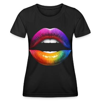 Bunte Lippen - Frauen Funktions-T-Shirt - Schwarz - Vorne - AI Model Female 172 light (172cm)