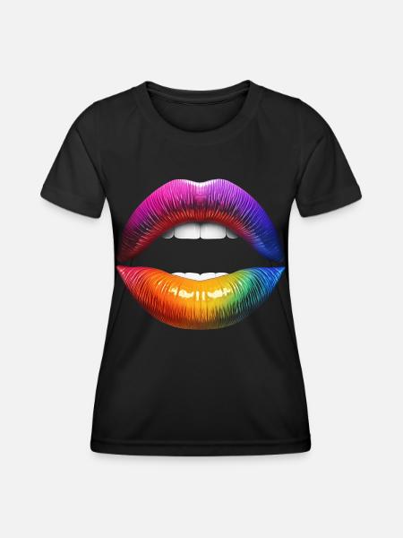 Colorful Lips - Women's Functional T-Shirt - black