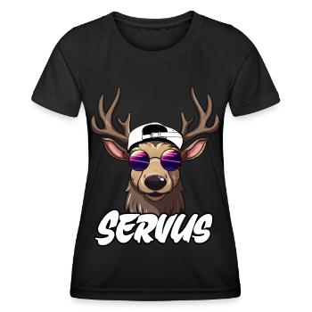 Hirschgeweih Servus Grantler Trachtenshirt Mann - Frauen Funktions-T-Shirt - Schwarz - Vorne - AI Model Female 172 light (172cm)