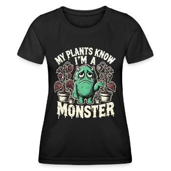 Meine Pflanzen wissen, dass ich ein Monster bin - Frauen Funktions-T-Shirt - Schwarz - Vorne - AI Model Female 172 light (172cm)