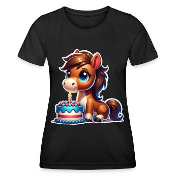 Pferd Fohlen Pony Geburtstag - Frauen Funktions-T-Shirt - Schwarz - Vorne - AI Model Female 172 light (172cm)