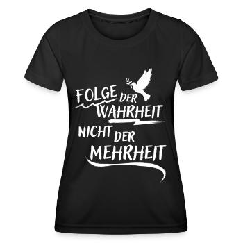 Folge der Wahrheit nicht der Mehrheit | Frieden - Frauen Funktions-T-Shirt - Schwarz - Vorne - AI Model Female 172 light (172cm)