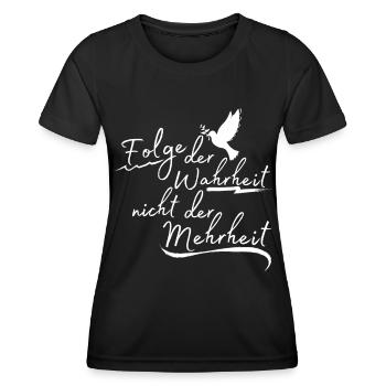 Folge der Wahrheit nicht der Mehrheit | Frieden - Frauen Funktions-T-Shirt - Schwarz - Vorne - AI Model Female 172 light (172cm)