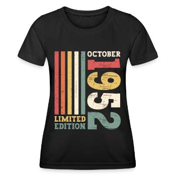 Octobre Né 1952 70e anniversaire Cadeau Cool - T-shirt sport Femme - noir - Devant - AI Model Female 172 light (172cm)
