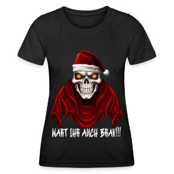 Weihnachtsmann Totenkopf - Frauen Funktions-T-Shirt - Schwarz - Vorne - AI Model Female 172 light (172cm)