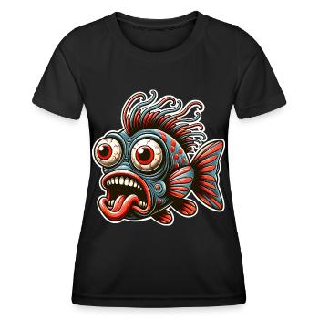 Fisch Crazy - Frauen Funktions-T-Shirt - Schwarz - Vorne - AI Model Female 172 light (172cm)