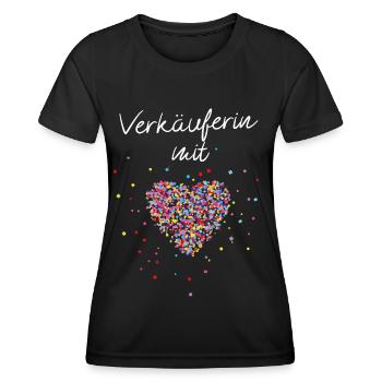 Verkäuferin mit Herz Einzelhandel - Frauen Funktions-T-Shirt - Schwarz - Vorne - AI Model Female 172 light (172cm)
