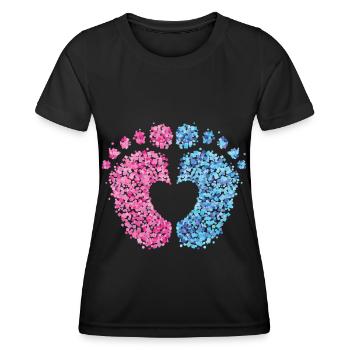 Schwangerschaft Mutter Mama Babyfüsse - Frauen Funktions-T-Shirt - Schwarz - Vorne - AI Model Female 172 light (172cm)