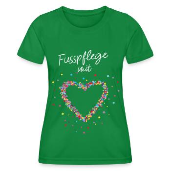 Fußpflege mit Herz Podologie Podologin - Frauen Funktions-T-Shirt - Kelly Green - Vorne - AI Model Female 172 dark (172cm)