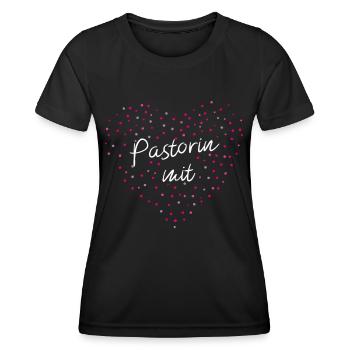 Pastorin Mit Herz Kirche Evangelische - Frauen Funktions-T-Shirt - Schwarz - Vorne - AI Model Female 172 light (172cm)