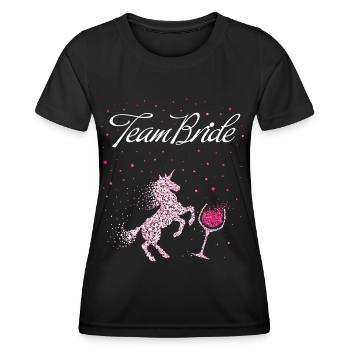Team Bride Einhorn Junggesellenabschied - Frauen Funktions-T-Shirt - Schwarz - Vorne - AI Model Female 172 light (172cm)