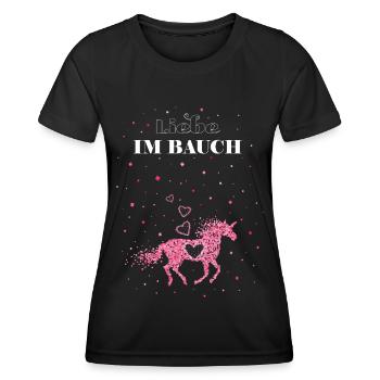 Einhorn Schwangerschaft Babybauch - Frauen Funktions-T-Shirt - Schwarz - Vorne - AI Model Female 172 light (172cm)