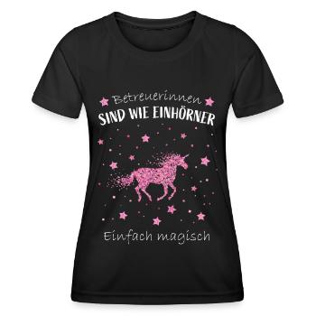 Einhorn Betreuerin Betreuung Altenheim - Frauen Funktions-T-Shirt - Schwarz - Vorne - AI Model Female 172 light (172cm)