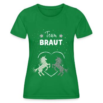 Team Braut Hochzeit Unicorn Bachelorette - Frauen Funktions-T-Shirt - Kelly Green - Vorne - AI Model Female 172 dark (172cm)