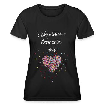 Schwimmlehrerin Mit Herz Schwimmerin - Frauen Funktions-T-Shirt - Schwarz - Vorne - AI Model Female 172 light (172cm)