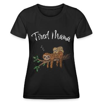 Maman Paresseuse Expectant Fête des Mères - T-shirt sport Femme - noir - Devant - AI Model Female 172 light (172cm)