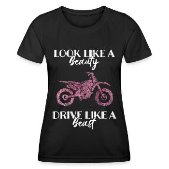 Motorcycle Helmet Motorcycle Biker Dirtbike - Women's Functional T-Shirt - black - Front - AI Model Female 172 light (172cm)