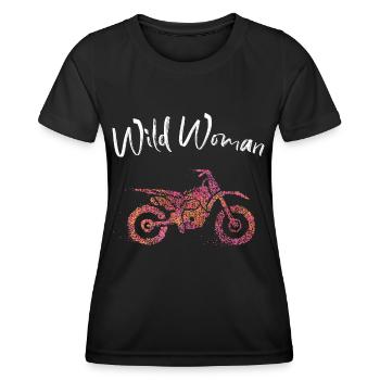Motorrad Motorradfahrerin Führerschein - Frauen Funktions-T-Shirt - Schwarz - Vorne - AI Model Female 172 light (172cm)