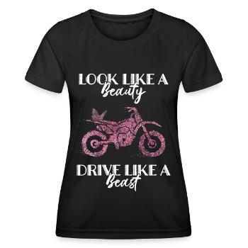 Motorradfahrerin Bikerin Schmetterling - Frauen Funktions-T-Shirt - Schwarz - Vorne - AI Model Female 172 light (172cm)