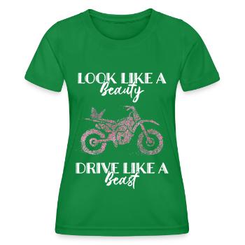 Motorradfahrerin Bikerin Schmetterling - Frauen Funktions-T-Shirt - Kelly Green - Vorne - AI Model Female 172 dark (172cm)