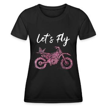 Motorrad Motorradfahrerin Schmetterling - Frauen Funktions-T-Shirt - Schwarz - Vorne - AI Model Female 172 light (172cm)