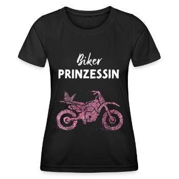 Motorradfahrerin Bikerin Prinzessin - Frauen Funktions-T-Shirt - Schwarz - Vorne - AI Model Female 172 light (172cm)