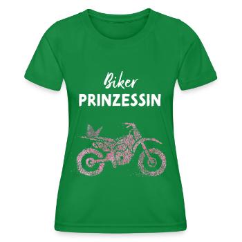 Motorradfahrerin Bikerin Prinzessin - Frauen Funktions-T-Shirt - Kelly Green - Vorne - AI Model Female 172 dark (172cm)