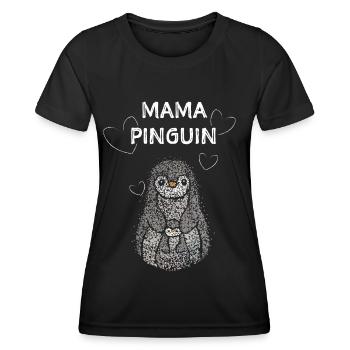 Mama Pinguin Pinguine Liebhaber Muttertag Mutter - Frauen Funktions-T-Shirt - Schwarz - Vorne - AI Model Female 172 light (172cm)