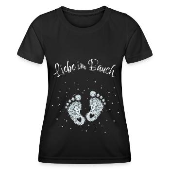 Babybauch Schwangere Mama Mutter Babyparty Baby - Frauen Funktions-T-Shirt - Schwarz - Vorne - AI Model Female 172 light (172cm)