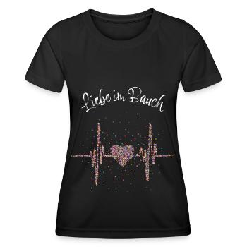 Babybauch Herzschlag werdende Mutter Schwanger - Frauen Funktions-T-Shirt - Schwarz - Vorne - AI Model Female 172 light (172cm)