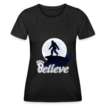 Big Foot Moon Believe - Frauen Funktions-T-Shirt - Schwarz - Vorne - AI Model Female 172 light (172cm)