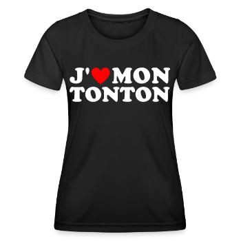 J' aime mon tonton cadeau oncle coeur rouge - T-shirt sport Femme - noir - Devant - AI Model Female 172 light (172cm)