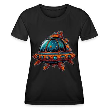 Soucoupe volante de vaisseau spatial imaginative - T-shirt sport Femme - noir - Devant - AI Model Female 172 light (172cm)