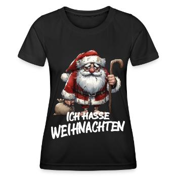 Weihnachtsmann Santa Ich hasse Weihnachtsmuffel - Frauen Funktions-T-Shirt - Schwarz - Vorne - AI Model Female 172 light (172cm)