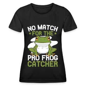 Frog Catcher No Match For The Frog - Frauen Funktions-T-Shirt - Schwarz - Vorne - AI Model Female 172 light (172cm)