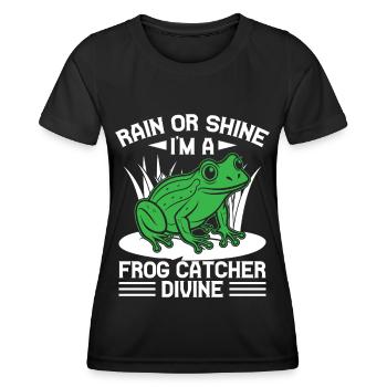 Frog Catcher Rain Or Shine I ́m A Divine Frog - Women's Functional T-Shirt - black - Front - AI Model Female 172 light (172cm)