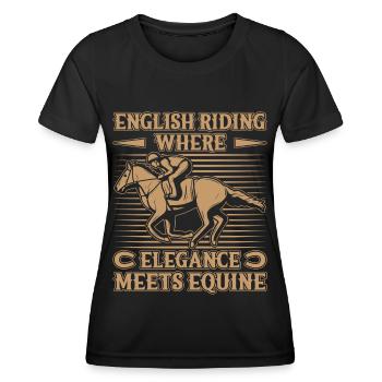 Hobby English Horse Rider Elegance Meets Equine - Frauen Funktions-T-Shirt - Schwarz - Vorne - AI Model Female 172 light (172cm)
