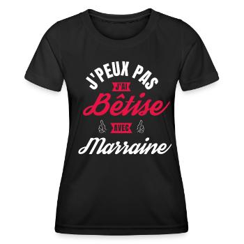 j peux pas j ai Bêtise avec Marraine - T-shirt sport Femme - noir - Devant - AI Model Female 172 light (172cm)